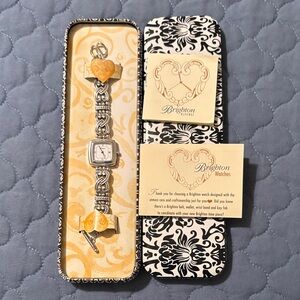 Brighton Two-Tone Heart Charm Bracelet Watch